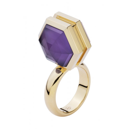 Falconnier High Jewellery: кольцо из золота с аметистом и розовым кварцем