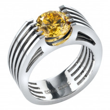 Кольцо "Вантовый мост" из золота с желтым бриллиантом