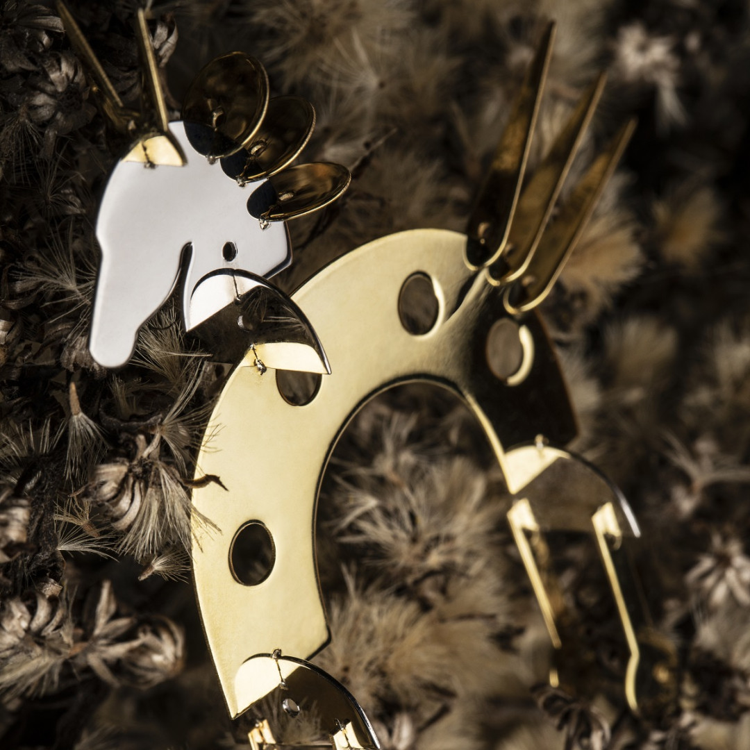 Елочная игрушка "Конек-Горбунок" из серебра с позолотой Елочная игрушка "Конек-Горбунок" из серебра с позолотой