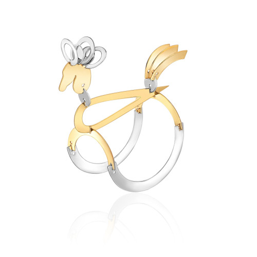 Елочная игрушка "Лошадка-качалка" из серебра с позолотой