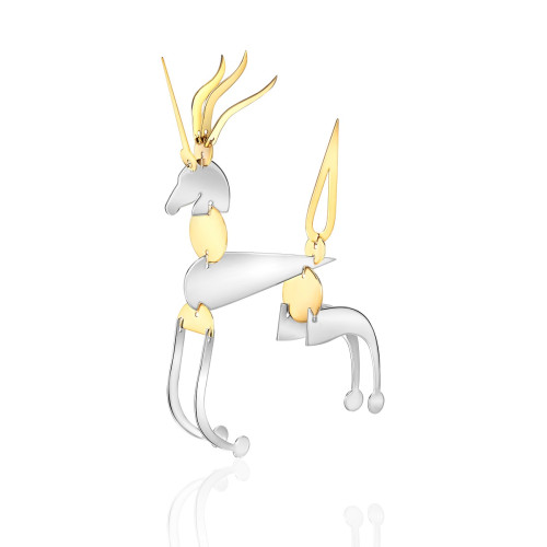 Елочная игрушка "Единорог" из серебра с позолотой