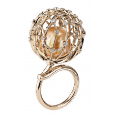 Кольцо "Одуванчик" из золота с золотым жемчугом и бриллиантами