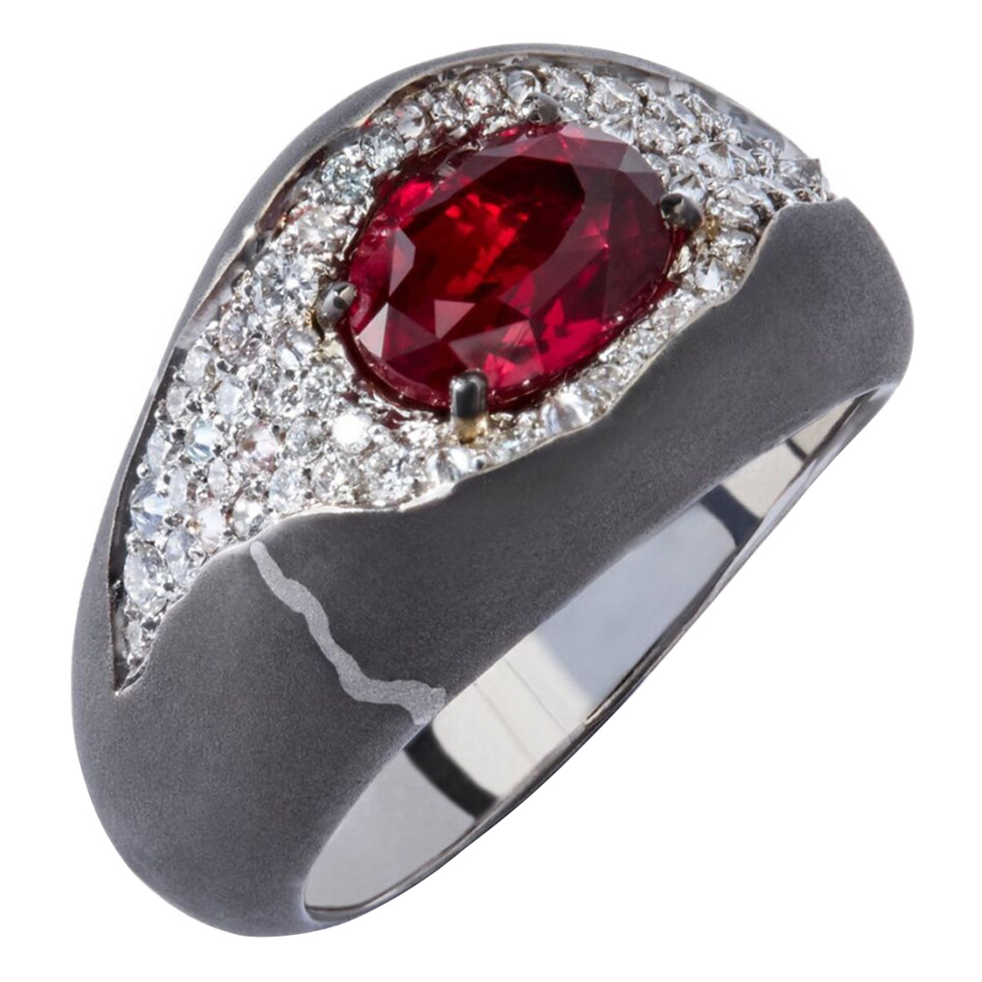 Кольцо "Камни" из золота с рубином и бриллиантами