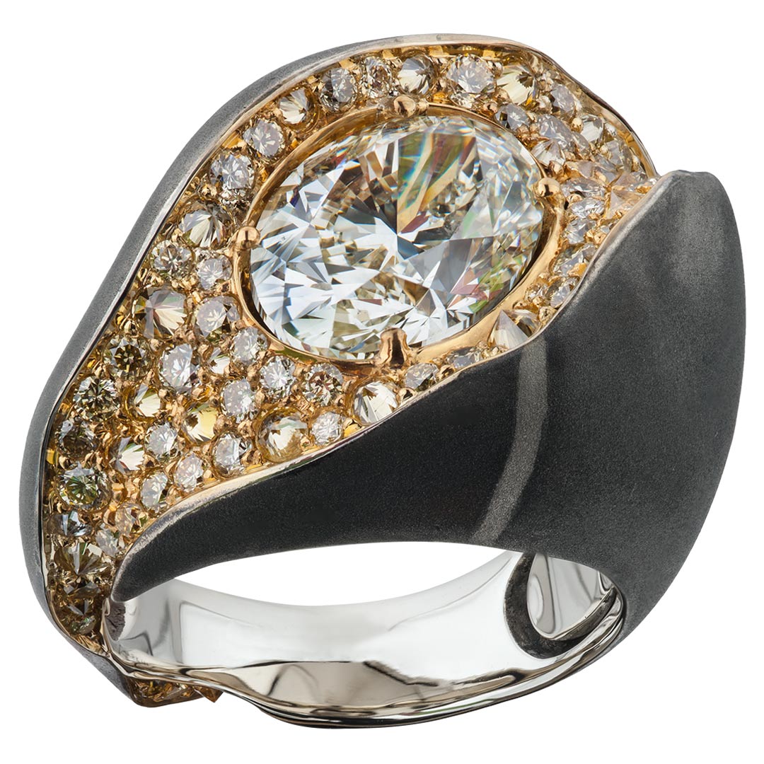 Кольцо "Камни" из золота с бриллиантами