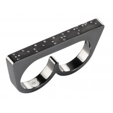 Двойное кольцо Resistance из серебра с покрытием черным родием с бриллиантами