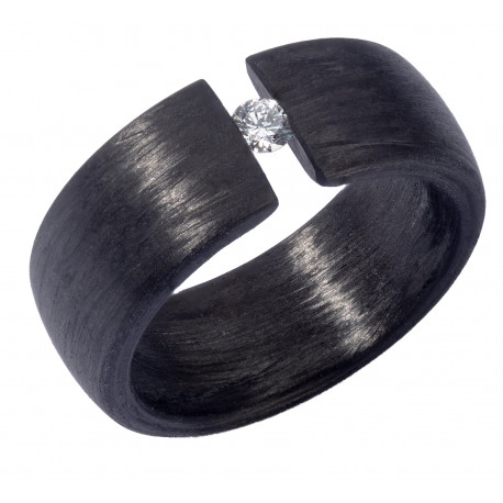 Кольцо из карбона с бриллиантом